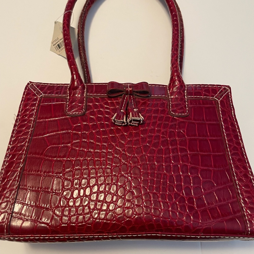 NWT Liz Claiborne Red Snake Skin Pattern Small Handbag Great Expectations